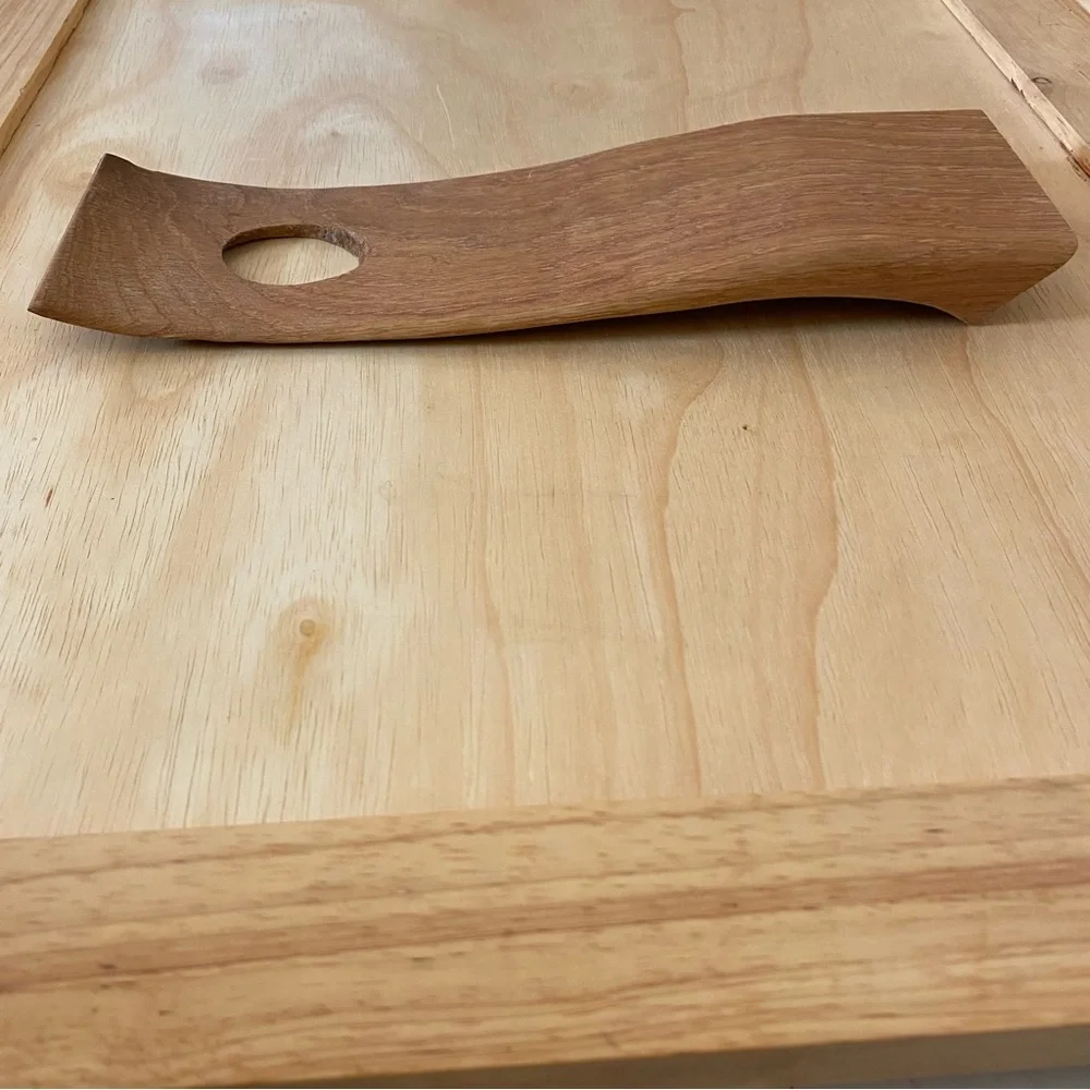 Curved Sleek Sculptural Modern Carved Wood Counter Balance Wine Bottle Holder
